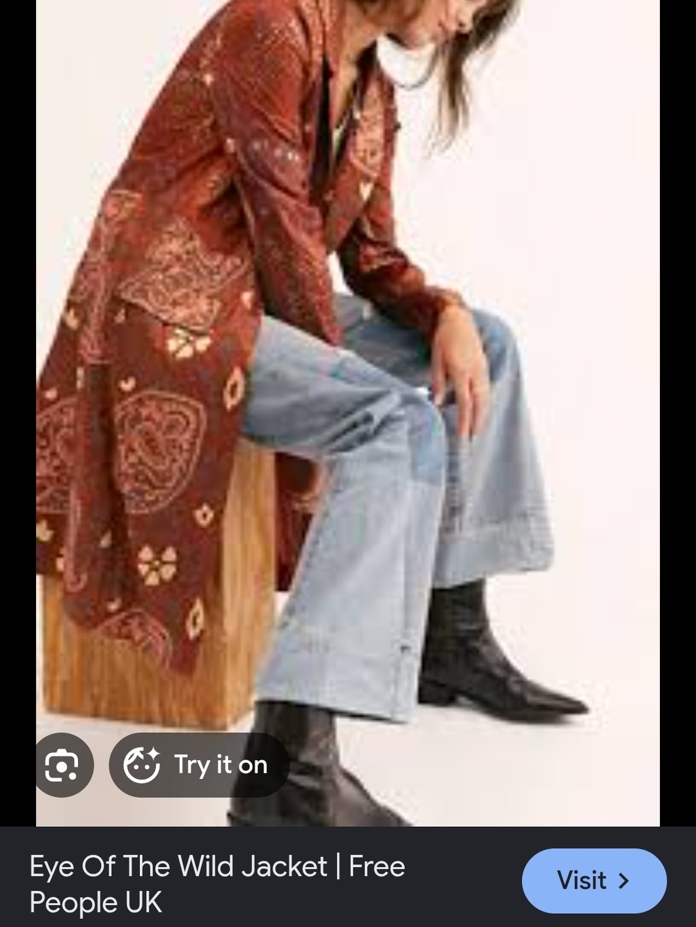 NwT Free People Eye Of The WILD Rust Paisley Duster Coat